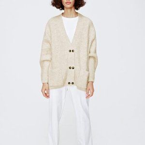 ZARA OVERSIZED KNIT JACKET ECRU